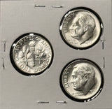 1952-P,D,S  Roosevelt Dime Set, Choice Uncirculated White, (28353)