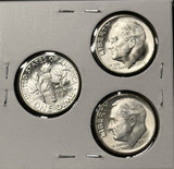 1950-P,D,S  Roosevelt Dime Set, Choice Uncirculated White, (28357)