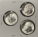 1949-P,D,S  Roosevelt Dime Set, Choice Uncirculated White, (28359)