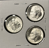 1948-P,D,S  Roosevelt Dime Set, Choice Uncirculated White, (28361)