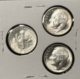 1947-P,D,S  Roosevelt Dime Set, Choice Uncirculated White, (28363)