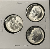 1946-P,D,S  Roosevelt Dime Set, Choice Uncirculated White, (28365)