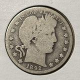 1892-O Barber Half Dollar. Nicely Circulated, (28395)