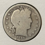 1896-S Barber Half Dollar. Nicely Circulated, (28409)