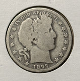 1897-O Barber Half Dollar. Nicely Circulated, (28413)