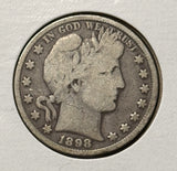 1898-P Barber Half Dollar. Nicely Circulated, (28417)