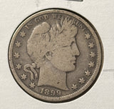 1899-P Barber Half Dollar. Nicely Circulated VG+, (28421)