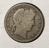 1899-S Barber Half Dollar. Nicely Circulated, (28423)