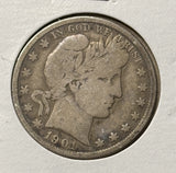 1901-P Barber Half Dollar. Nicely Circulated VG+, (28431)