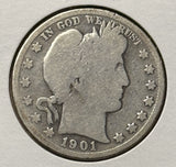 1901-S Barber Half Dollar. Nicely Circulated, (28435)