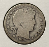 1904-O Barber Half Dollar. Nicely Circulated, (28439)
