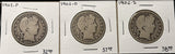 1902-P,O,S, Barber Half Dollars. Nicely Circulated, (28447)