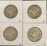 1906-P,D,S,O, Barber Half Dollars. Nicely Circulated, (28449)