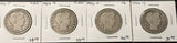 1906-P,D,S,O, Barber Half Dollars. Nicely Circulated, (28449)
