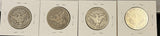 1907-P,D,S,O, Barber Half Dollars. Nicely Circulated, (28450)