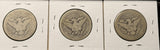 1894-P,S,O, Barber Half Dollars. Nicely Circulated, (28455)