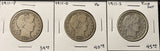 1911-P,D,S, Barber Half Dollars. Nicely Circulated, (28463)