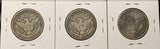 1912-P,D,S, Barber Half Dollars. Nicely Circulated, (28465)