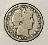1914-P Barber Half Dollar. Nicely Circulated VG+, (28473)