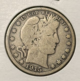 1915-D Barber Half Dollar. Nicely Circulated VG+, (28479)