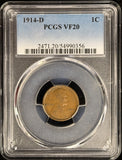 1914-D Lincoln Wheat Cent ,Key Date, VF20 PCGS (28545)