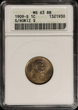1909-S/S Lincoln Wheat Cent, MS63RB ANACS Soapbox (28553)