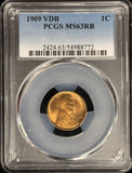1909-P VDB Lincoln Wheat Cent, MS63RB PCGS (28557)