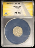 1877-P Nickel Three Cent, PF55 ANACS, Key Date (28568)