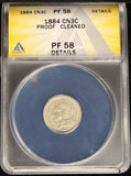 1884-P Nickel Three Cent, PF58 Details,  ANACS, Better Date (28572)