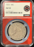 1825-P Capped Bust Half Dollar. Straight Grade AU53 NGC (28590)