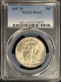 1947-D Walking Liberty Half Dollar. Flashy MS65 PCGS White  (28606)