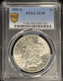1883-S Morgan Silver Dollar, Flashy Super Slider, AU58 PCGS GS (28636)