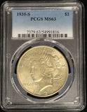 1935-S Silver Dollar, Flashy White, MS63 PCGS  (28648)