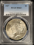 1927-P Silver Dollar, Flashy White, MS63 PCGS (28654)
