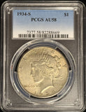 1934-S Silver Dollar, Key Date AU58 PCGS (28656)
