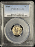 1916-D Mercury Dime, PCGS Genuine (XF Details) (28712)