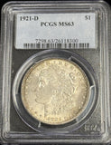 1921-D Morgan Silver Dollar, MS63 PCGS (28725)