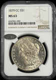1879-CC Morgan Silver Dollar, Key Date, Clear CC, Flashy MS63 NGC, (28727)