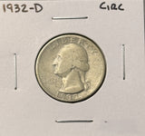 1932-D Washington Quarter, Key Date, Nicely Circulated. (28788)