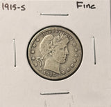 1915-S Barber Quarter, Better Date. Nice Fine (28832)