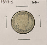 1897-S Barber Quarter, Better Date. Nicely Circulated (28834)