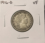 1916-D Barber Quarter, Nicely Circulated VF (28842)