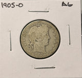 1905-O Barber Quarter, Better Date. Well Circulated (28848)