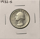 1932-S Washington Quarter, Key Date, Nicely Circulated. (28852)
