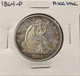 1864-P Seated Liberty Half Dollar, Nice Uncirculated.  (28869)