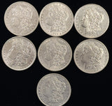 Lot 7 Different Pre '04 Morgan Silver Dollars, AU Details, Cleaned (28878),  1878-S, 84-P, 85-P, 86-P 87-P, 89-P, 98-P
