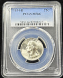 1954-D Washington Quarter, Flashy MS66 PCGS, (28906)