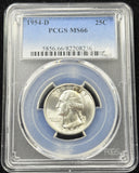 1954-D Washington Quarter, Flashy MS66 PCGS, (28908)
