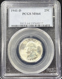 1941-D Washington Quarter, Flashy MS64 PCGS, (28912)