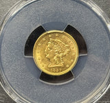 1857-P Coronet Head Gold $2.50 Quarter Eagle, Flashy MS61 PCGS GS (28941)